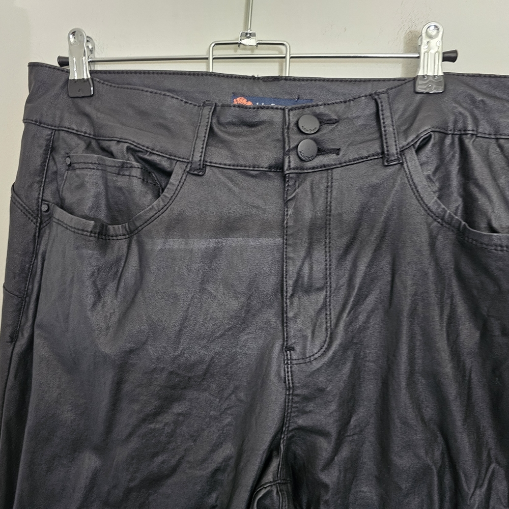 Indigo Poppy Black Faux Leather Trousers Women's Sz 16